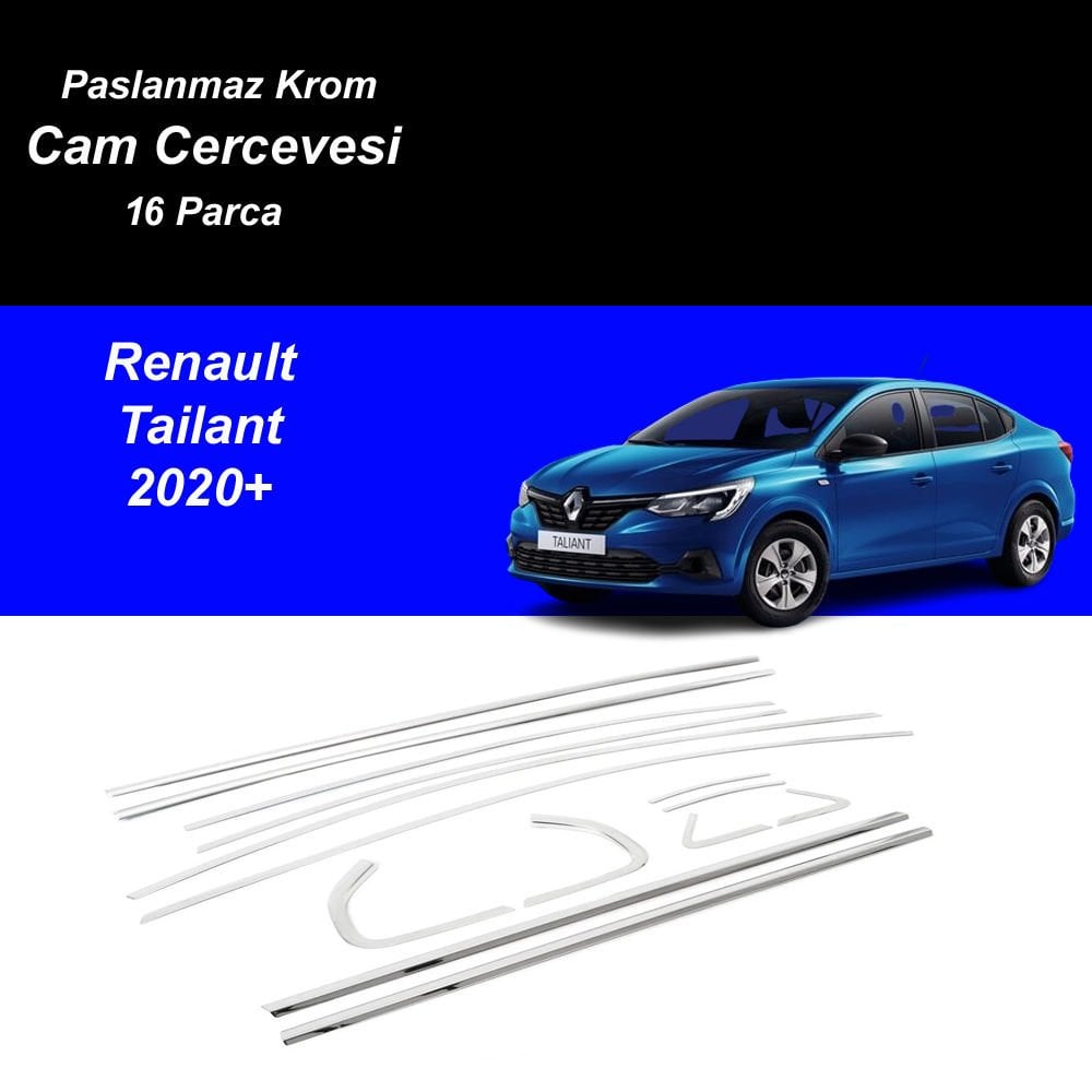 Renault Tailant Cam Çıtası Komple Set Çerçevesi Kromu Nikelajı 2020 Sonrası
