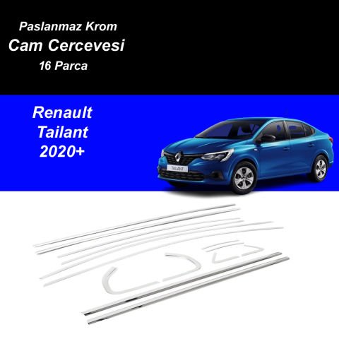 Renault Tailant Cam Çıtası Komple Set Çerçevesi Kromu Nikelajı 2020 Sonrası