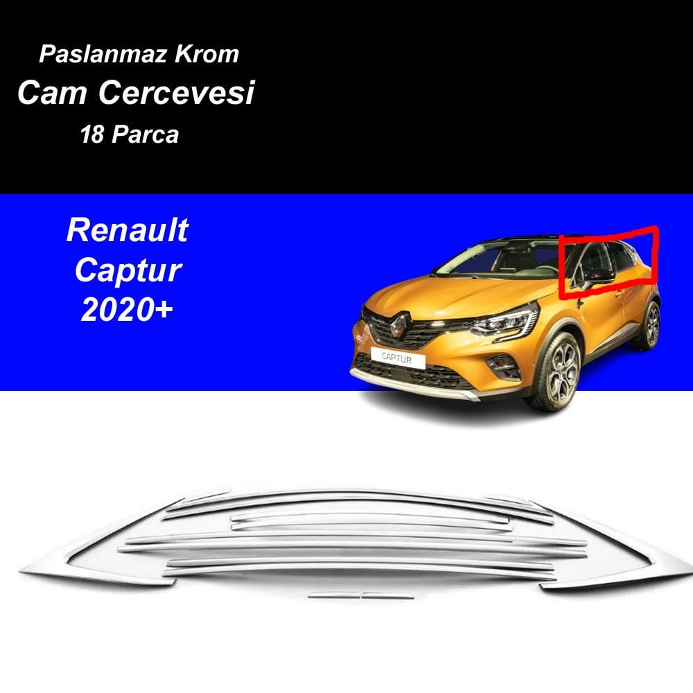 Renault Captur Cam Çıtası Komple Set Çerçevesi Kromu Nikelajı 2020 Sonrası