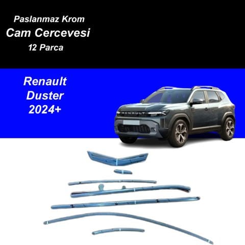 Renault Duster Cam Çıtası Komple Set Çerçevesi Kromu Nikelajı 2024 Sonrası