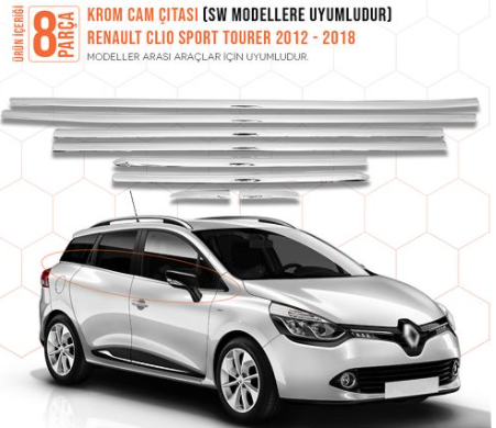 Renault Clio 4 Station Wagon Cam Çıtası Çerçevesi Kromu Nikelajı 2012-2019
