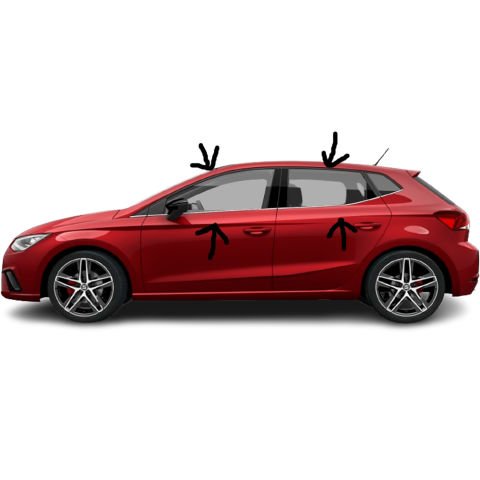 Seat İbiza Cam Çıtası Komple Set Çerçevesi Kromu Nikelajı 2017 Sonrası