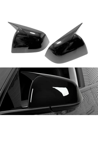 Tesla Yarasa Ayna Kapağı Batman Parlak Siyah Piano Black
