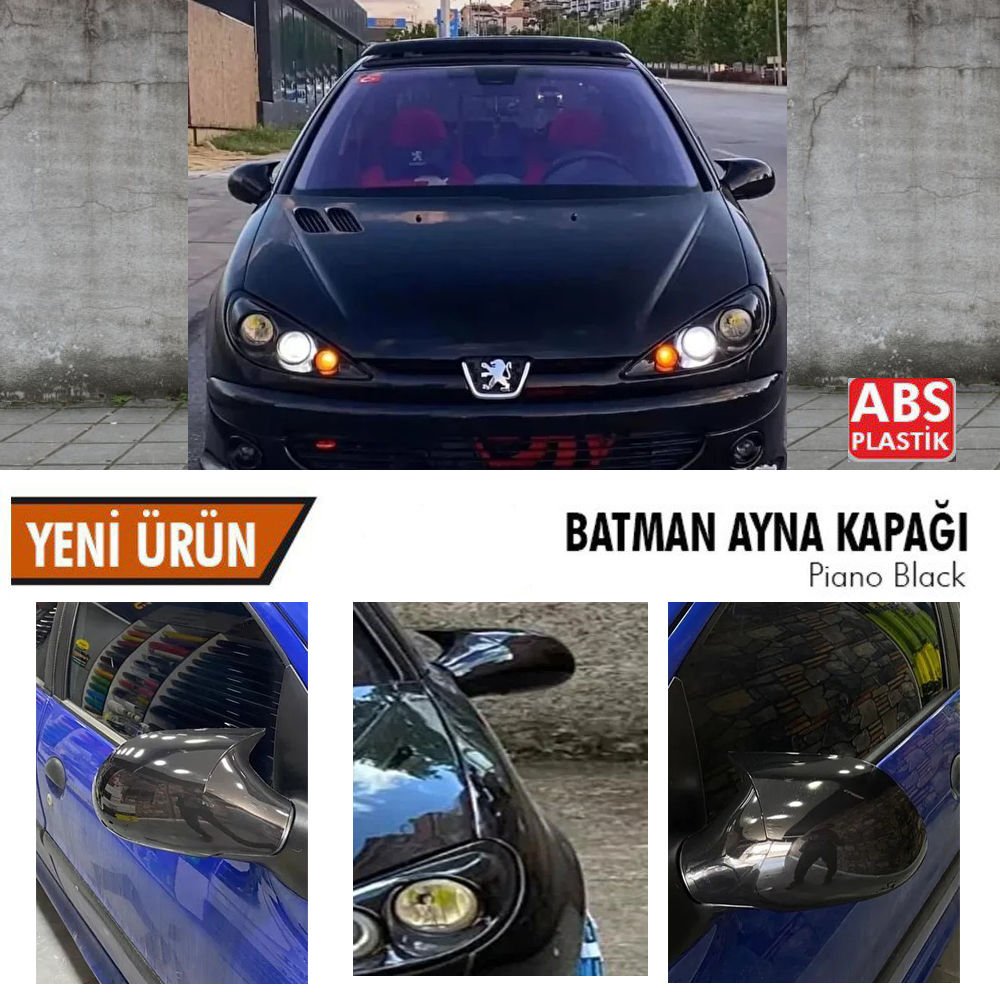 Peugeot 206 Yarasa Ayna Kapağı Batman Parlak Siyah Piano Black