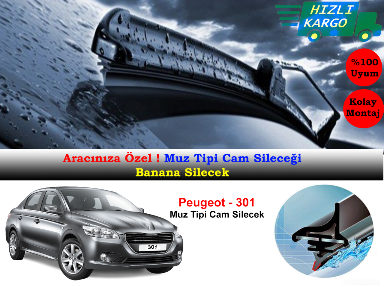 Peugeot 301 Muz Silecek Takımı 2012-2016