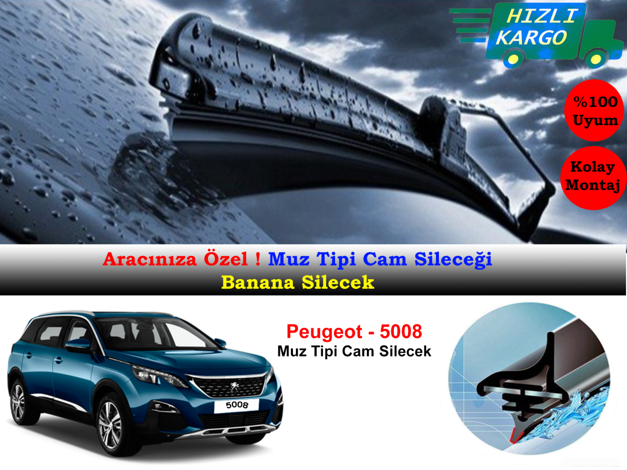 Peugeot 5008 Muz Silecek Takımı 2017-