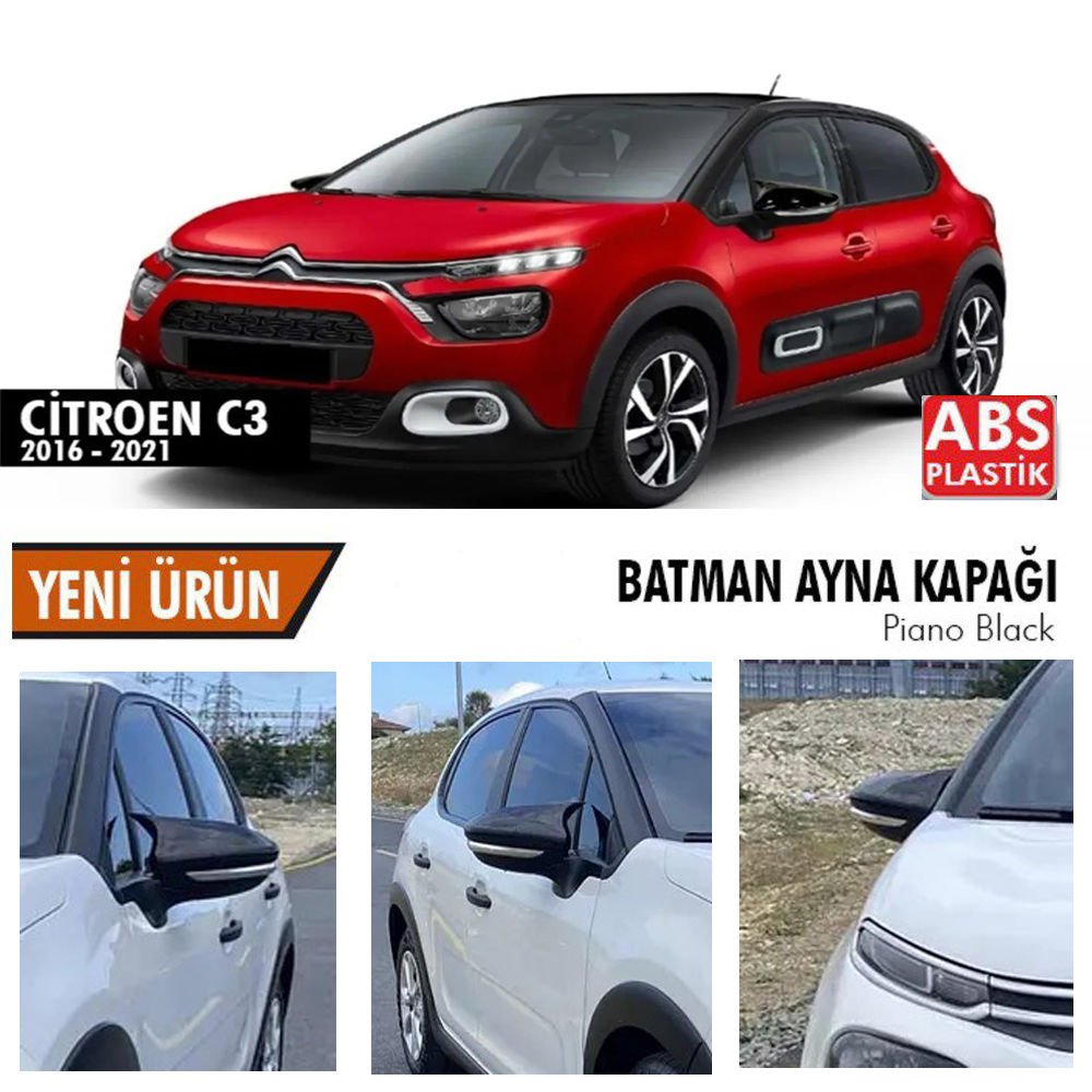 Cıtroen C3 Yarasa Ayna Kapağı Batman Parlak Siyah Piano Black