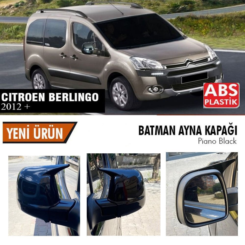 Citroen Berlingo Yarasa Ayna Kapağı Batman Parlak Siyah Piano Black