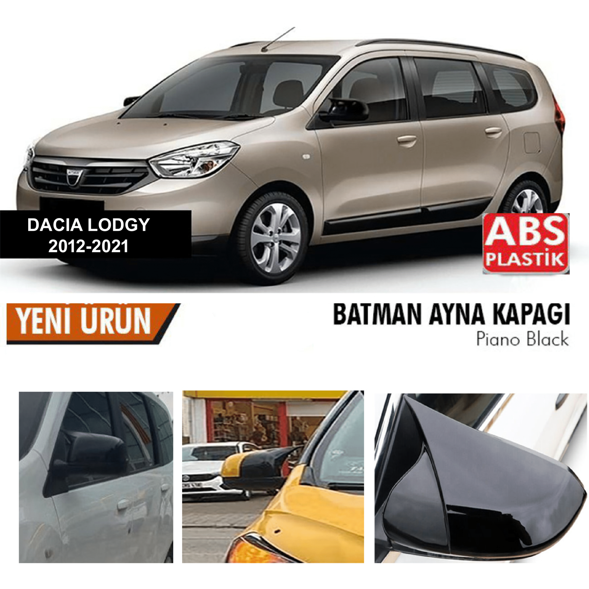 Dacia lodgy Yarasa Ayna Kapağı Batman Parlak Siyah Piano Black