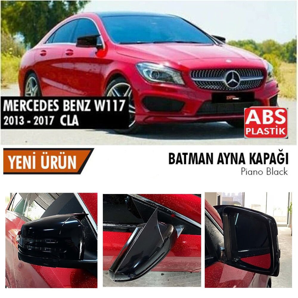 Mercedes Cla Yarasa Ayna Kapağı Batman Parlak Siyah Piano Black