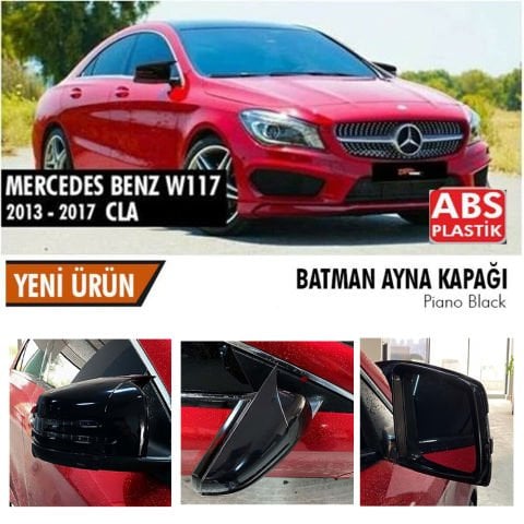 Mercedes Cla Yarasa Ayna Kapağı Batman Parlak Siyah Piano Black