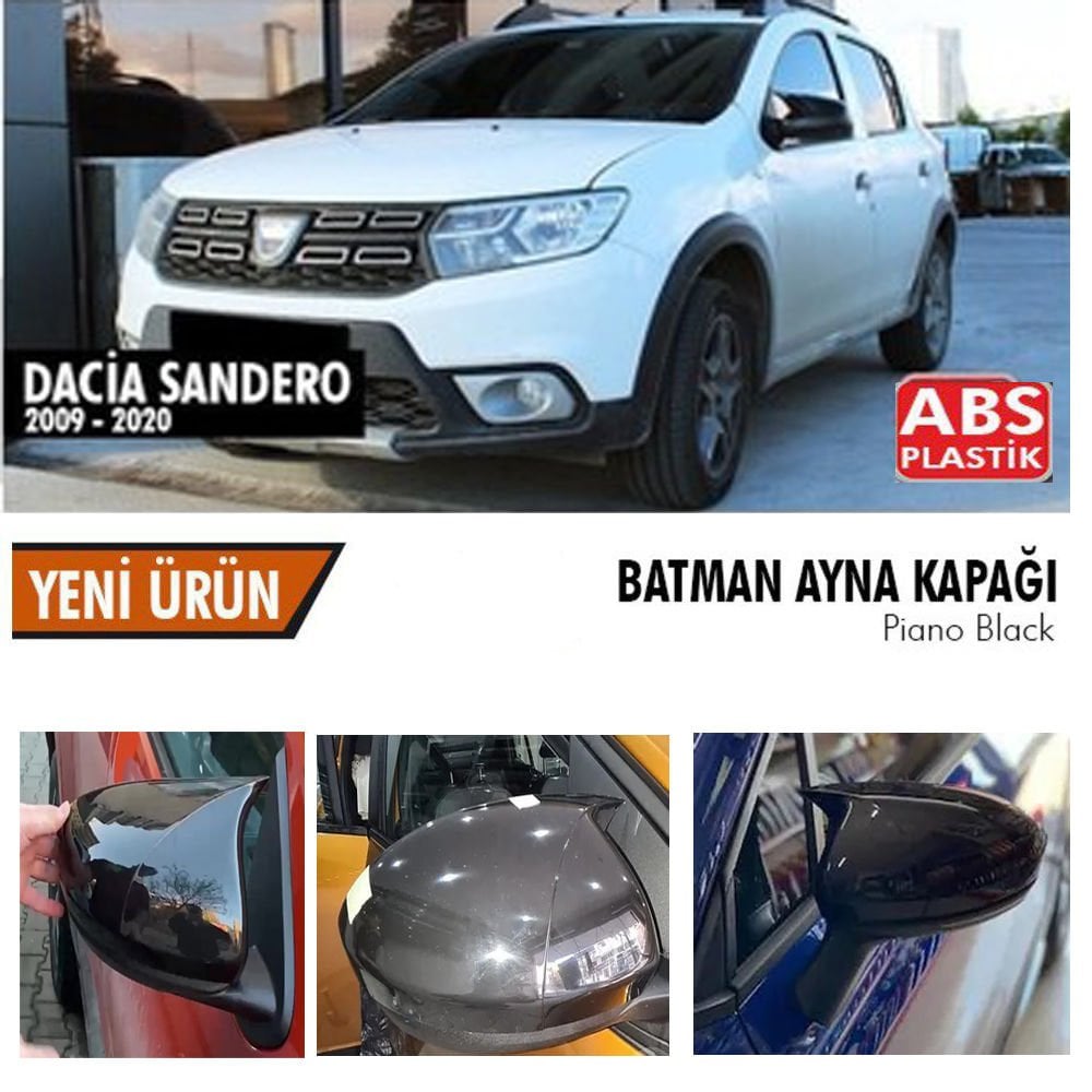 Dacia Sandero Yarasa Ayna Kapağı Batman Parlak Siyah Piano Black