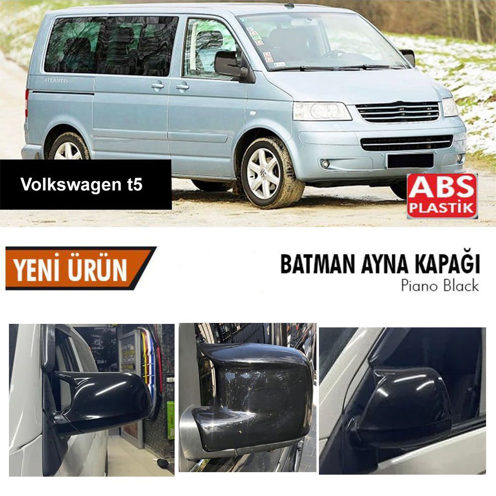 Volkswagen Transporter Yarasa Ayna Kapağı Batman Parlak Siyah Piano Black
