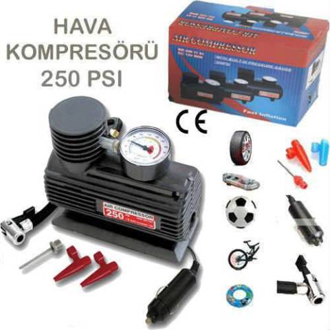 Hava Kompresörü Lastik Pompası Mini 12V 250 PSI