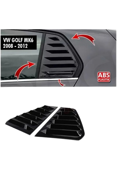Volkswagen Golf 6 Kelebek Cam Kaplama Vizörü Parlak Siyah