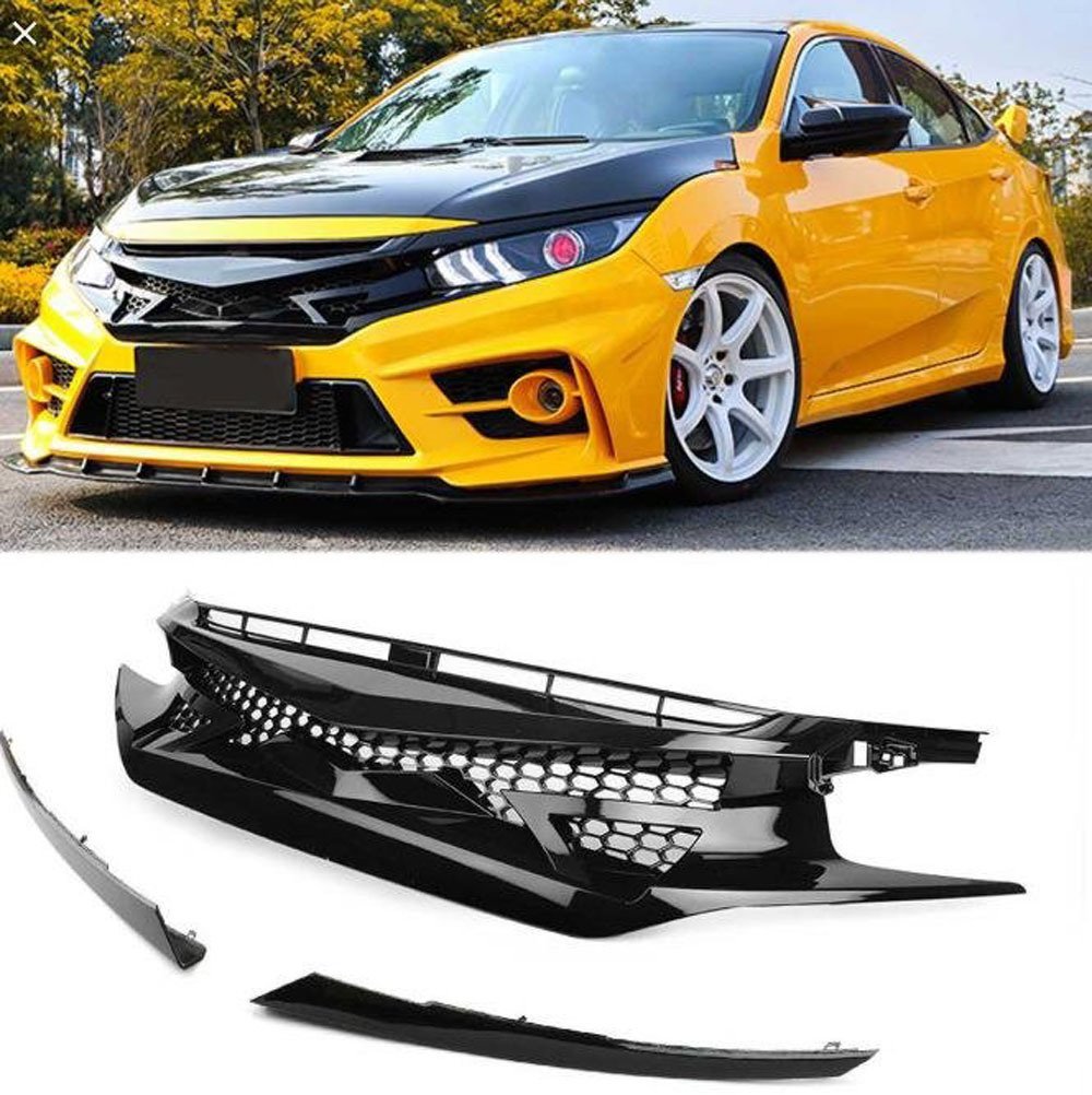 Honda Civic FK7 Fc450 Ön Panjur Izgara Ve Far Kaşları Siyah