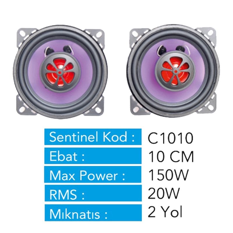 Hoparlör Seti 10 cm Sentinel 150 Watt