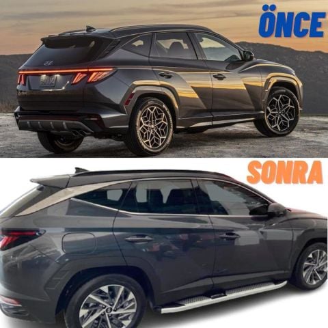 Hyundai Tucson Cam Çıtası Komple Set Çerçevesi Kromu Nikelajı 2021 Sonrası