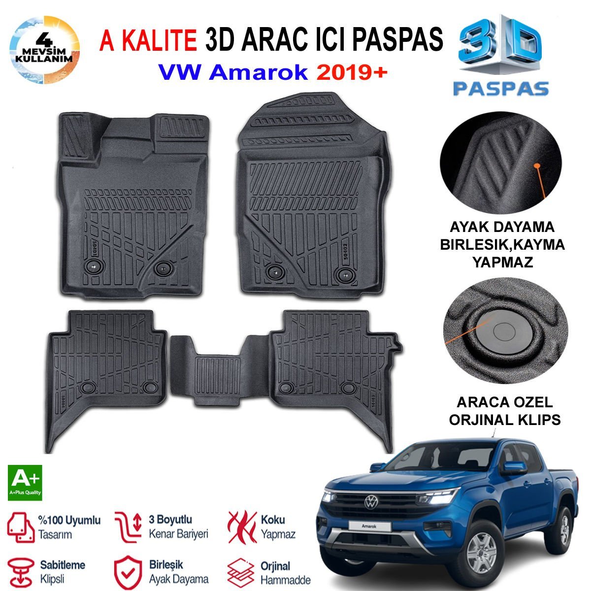 Vw Amarok  3D Paspas Havuzlu Pro 2019 Sonrası