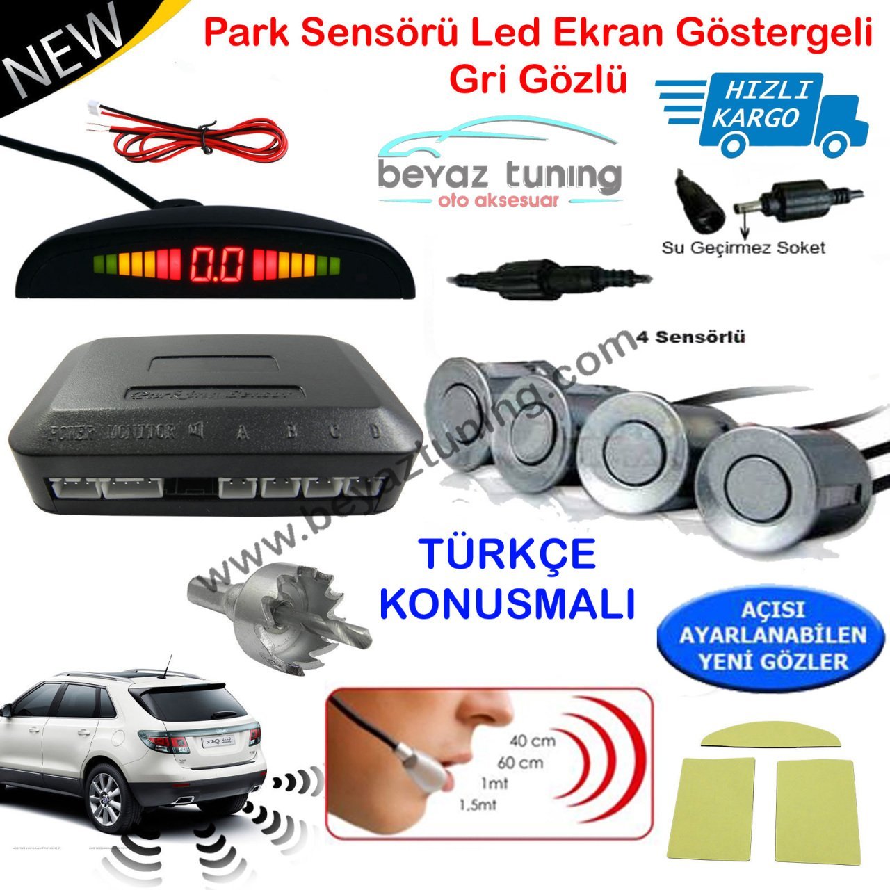 Park Sensörü Led Ekranlı Türkçe Konuşmalı Gri