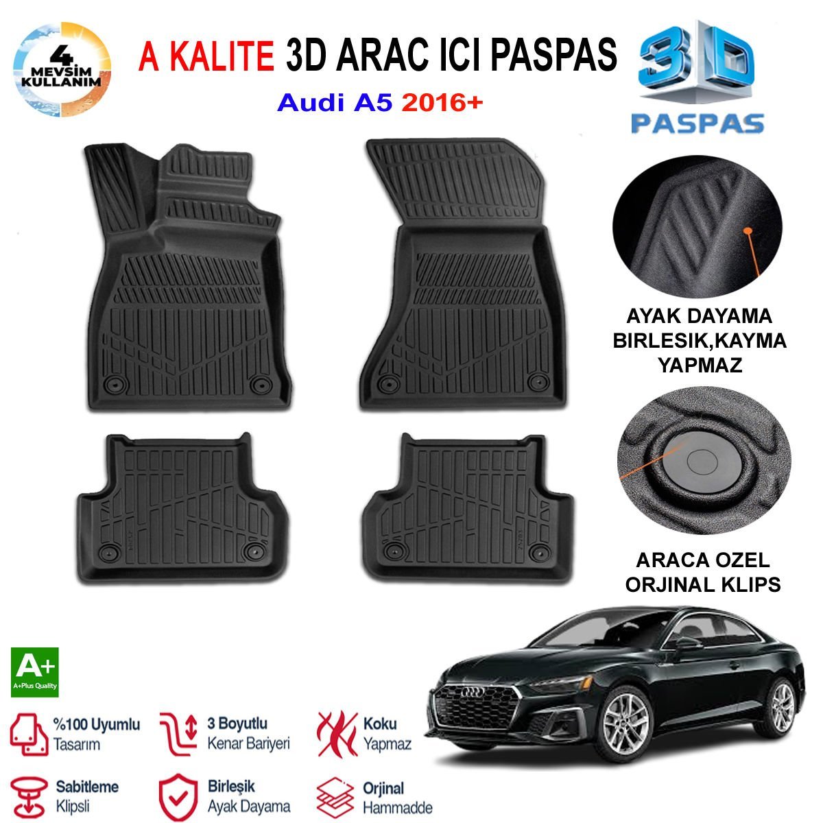 Audi A5 3D Paspas Havuzlu Pro 2016 Sonrası