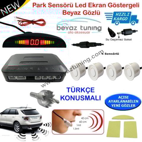Park Sensörü Led Ekranlı Türkçe Konuşmalı Beyaz