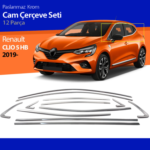 Renault Clio 5 Cam Çıtası Komple Set Kromu Nikelajı 12 Parça