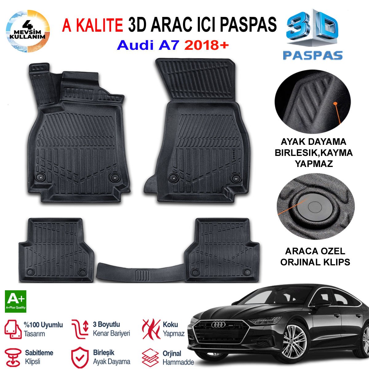 Audi A7 3D Paspas Havuzlu Pro 2018 Sonrası