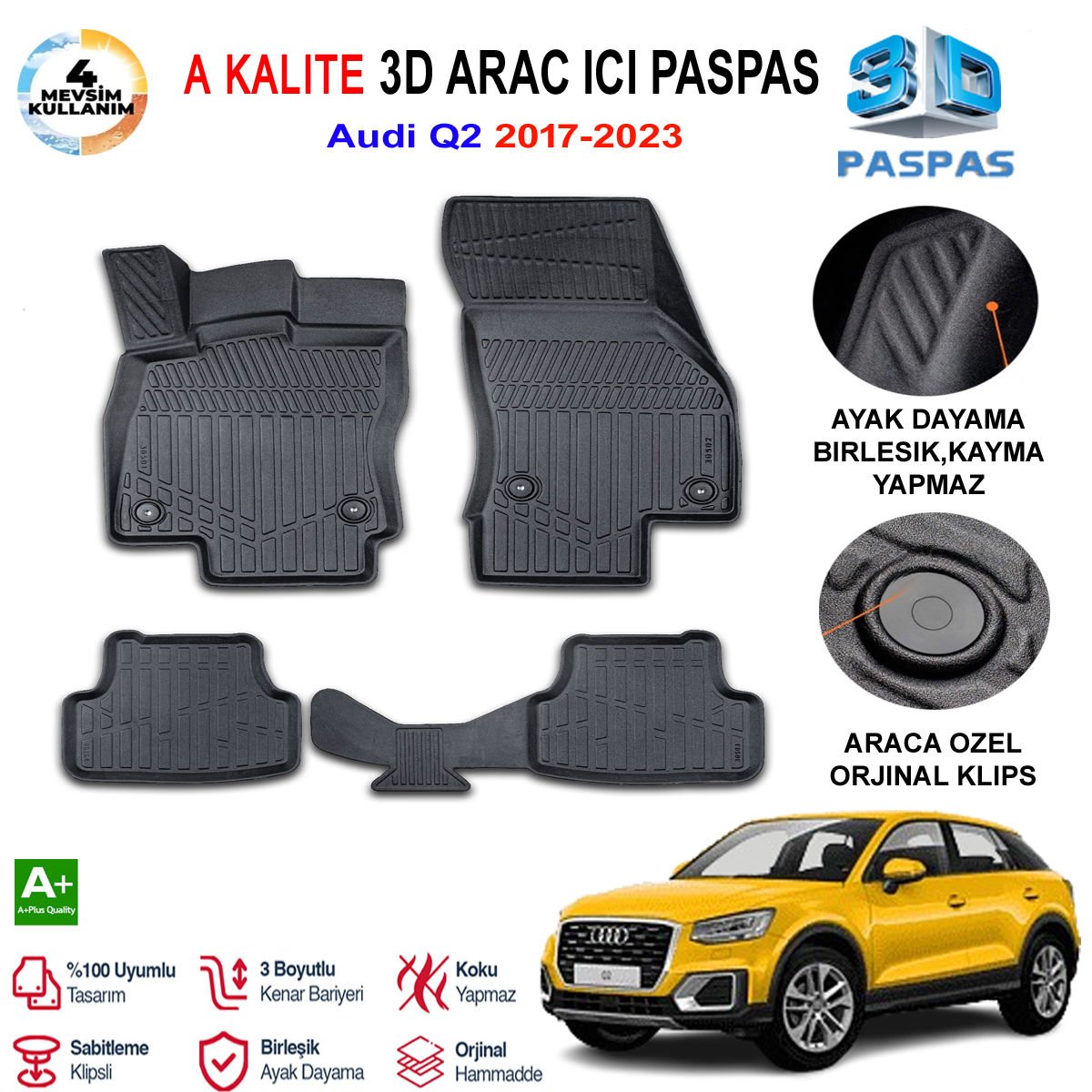 Audi Q2 3D Paspas Havuzlu Pro 2017-2023 Arası