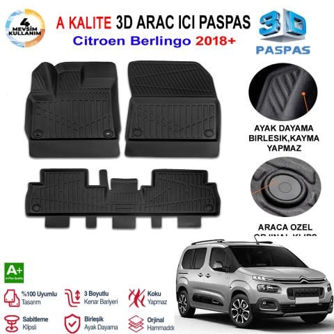 Citroen Berlingo 3D Paspas Havuzlu Pro 2018 Sonrası