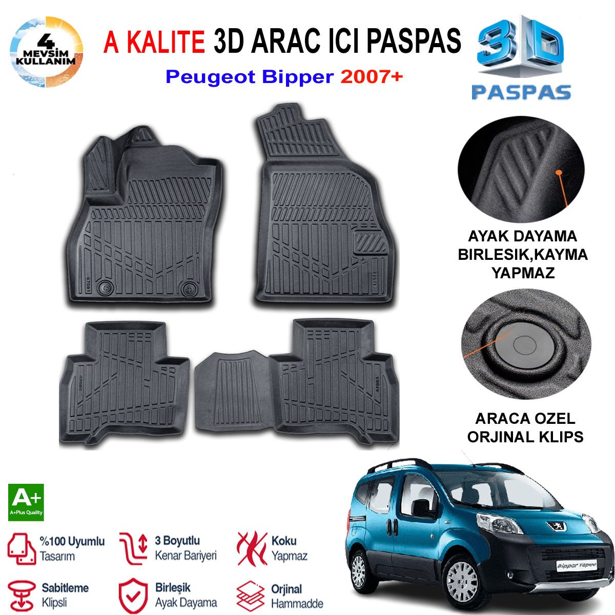 Peugeot Bipper 3D Paspas Havuzlu Pro 2007 Sonrası