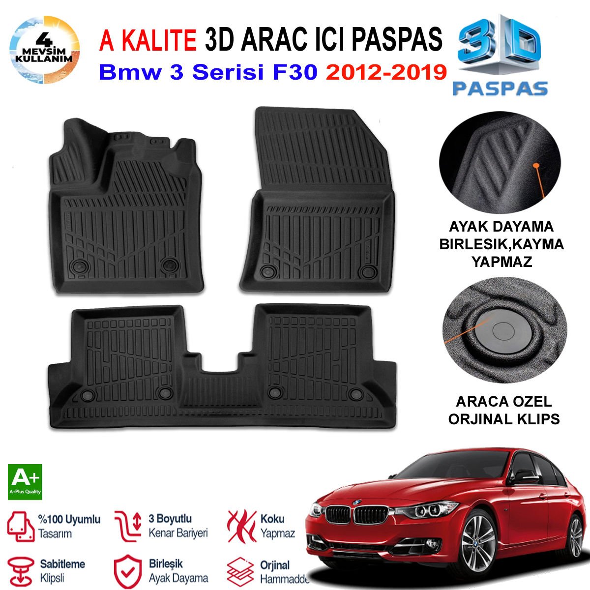 Bmw 3 Serisi F30 3D Paspas Havuzlu Pro 2012-2019 Arası