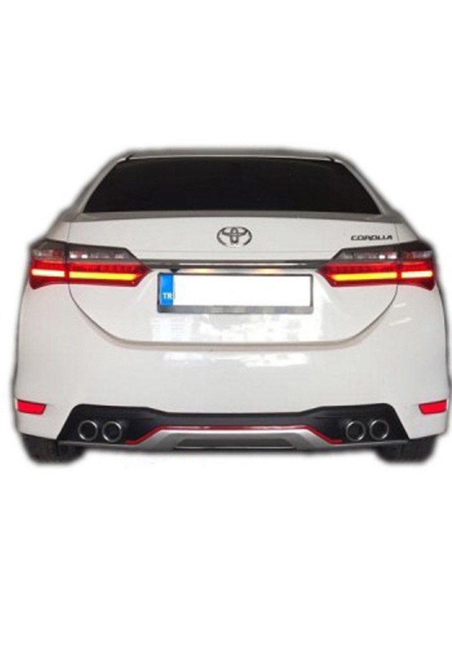 Toyota Corolla Arka Difüzör Egzoz Görünümlü Kırmızı Şeridli