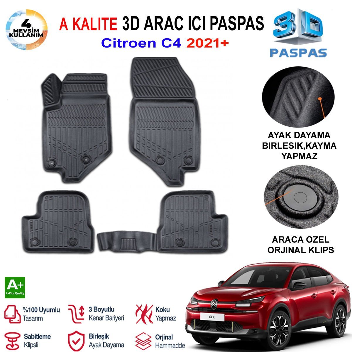 Citroen C4 3D Paspas Havuzlu Pro 2021 Sonrası