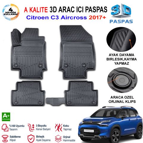 Citroen C3 Aircross 3D Paspas Havuzlu Pro 2016 Sonrası