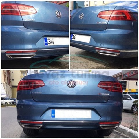 Volkswagen Passat B8 Krom Egzoz Görünümü Difüzör Çıtası 2015-2018