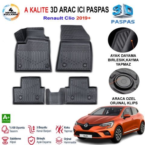 Renault Clio 3D Paspas Havuzlu Pro 2019 Sonrası