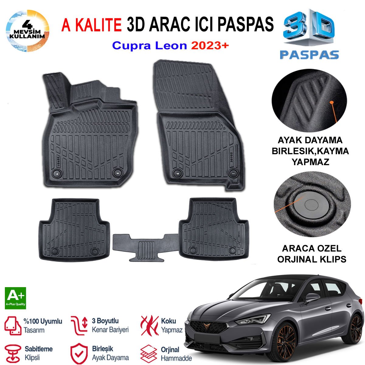 Cupra Leon 3D Paspas Havuzlu Pro 2023 Sonrası