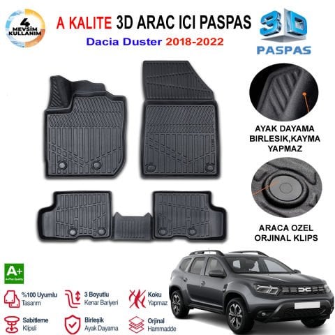 Dacia Duster 3D Paspas Havuzlu Pro 2018-2022 Arası