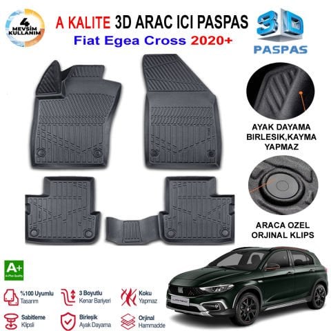 Fiat Egea Cross 3D Paspas Havuzlu Pro 2020 Sonrası
