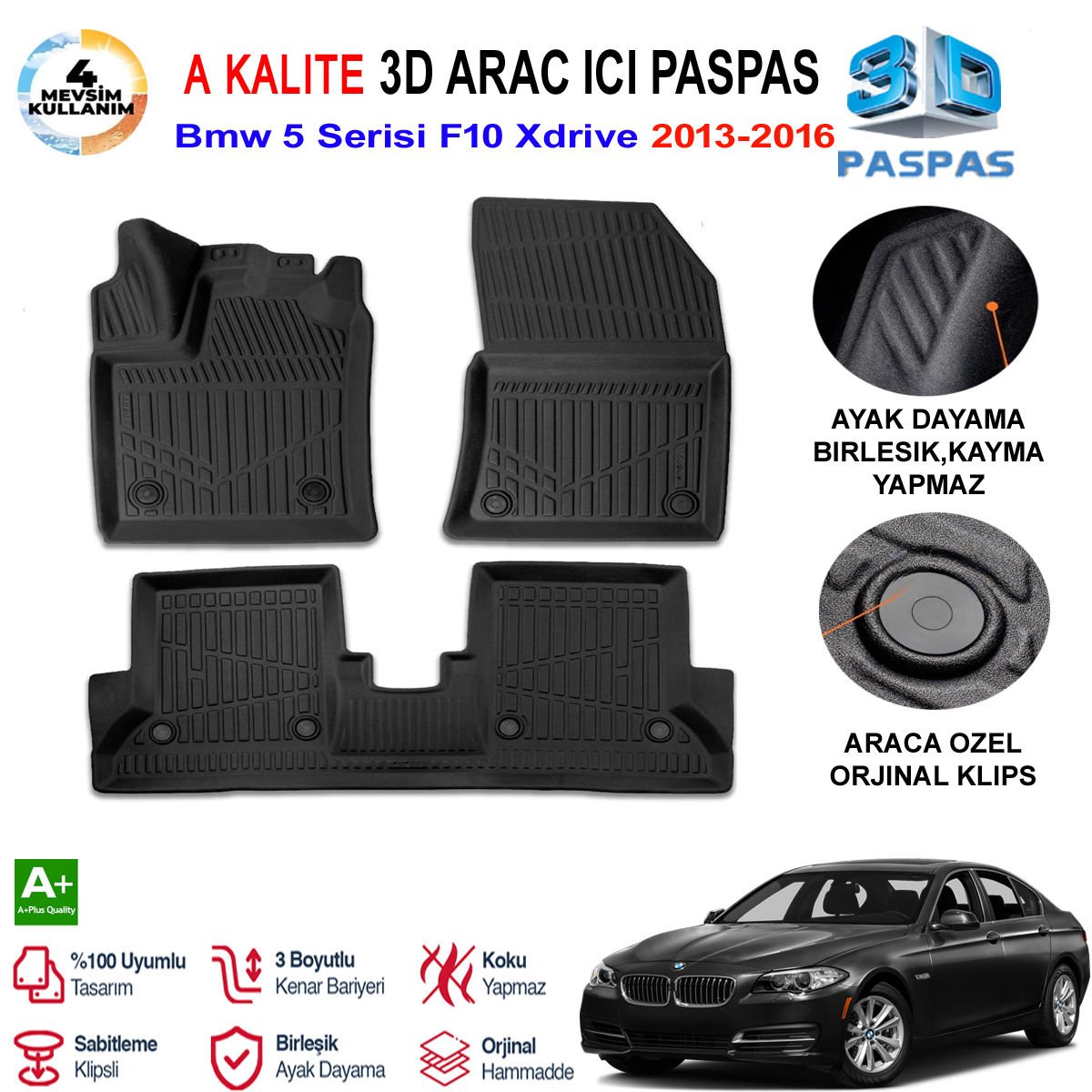 Bmw 5 Serisi F10 Xdrive 3D Paspas Havuzlu Pro 2013-2016 Arası