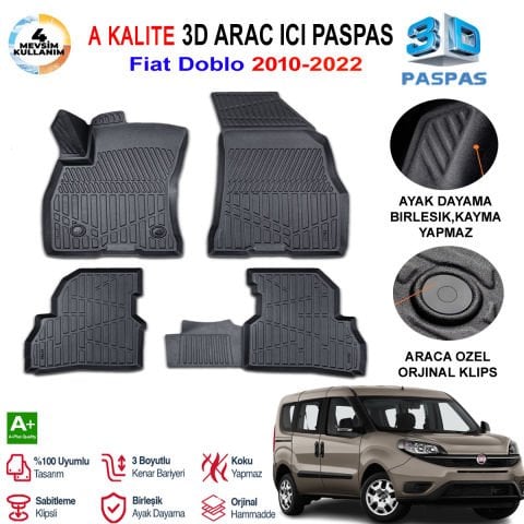 Fiat Doblo 3D Paspas Havuzlu Pro 2010-2022 Arası
