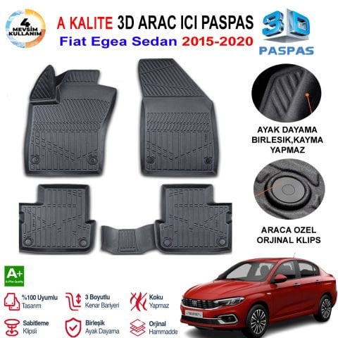Fiat Egea Sedan 3D Paspas Havuzlu Pro 2015-2020 Arası