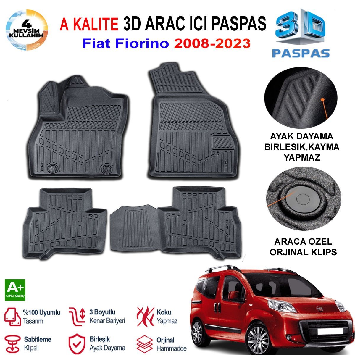 Fiat Fiorino 3D Paspas Havuzlu Pro 2008-2023 Arası