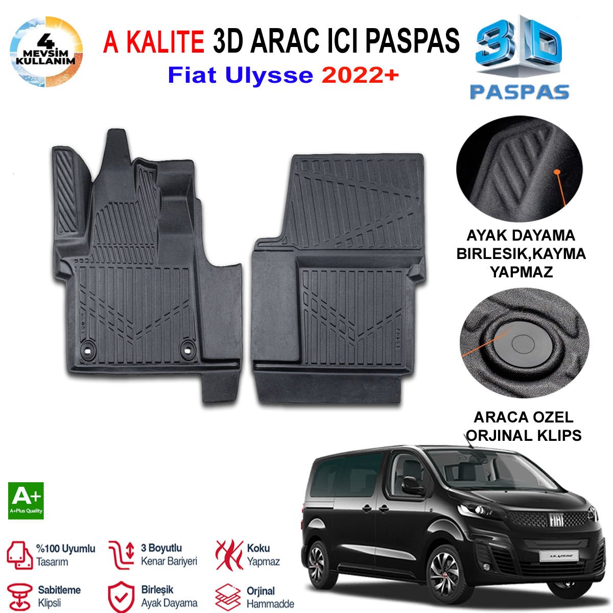 Fiat Ulysse 3D Paspas Havuzlu Pro 2022 Sonrası