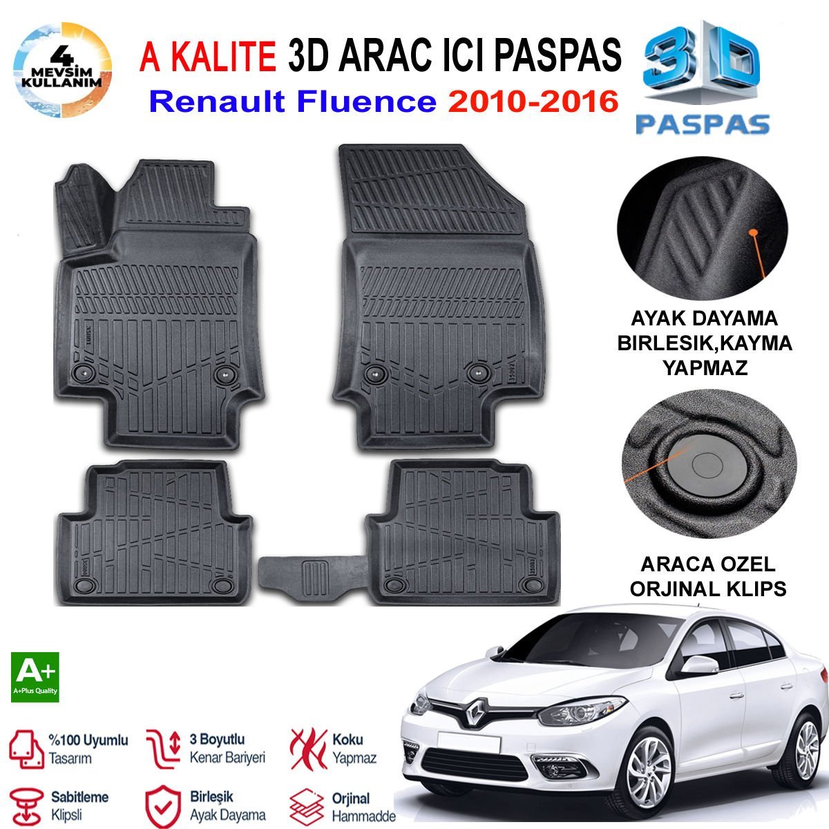 Renault Fluence 3D Paspas Havuzlu Pro 2010-2016 Arası