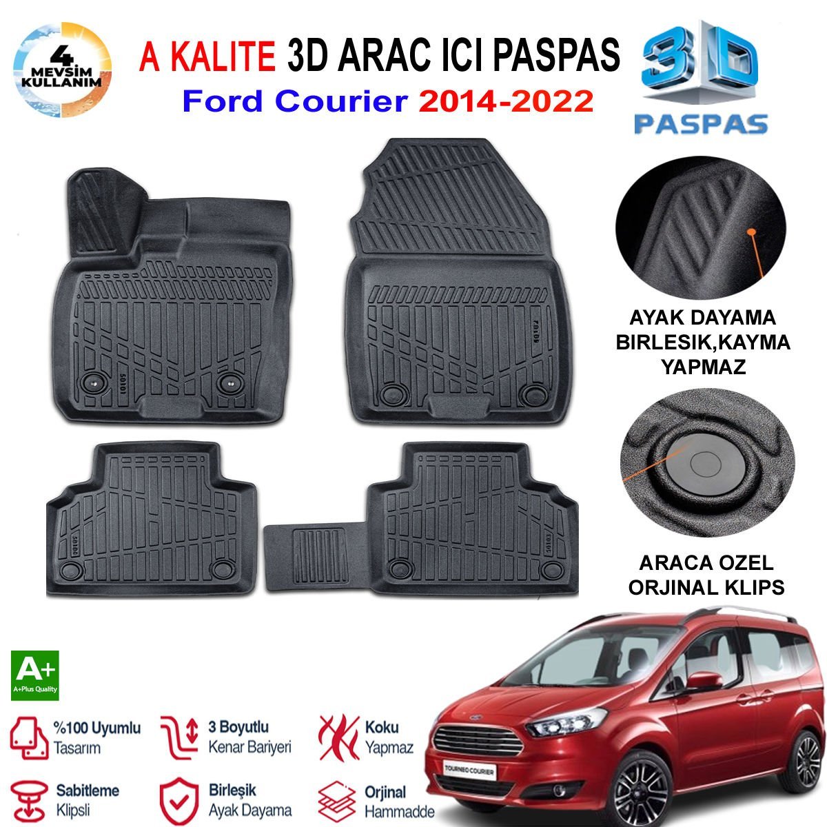 Ford Courier  3D Paspas Havuzlu Pro 2014-2022 Arası
