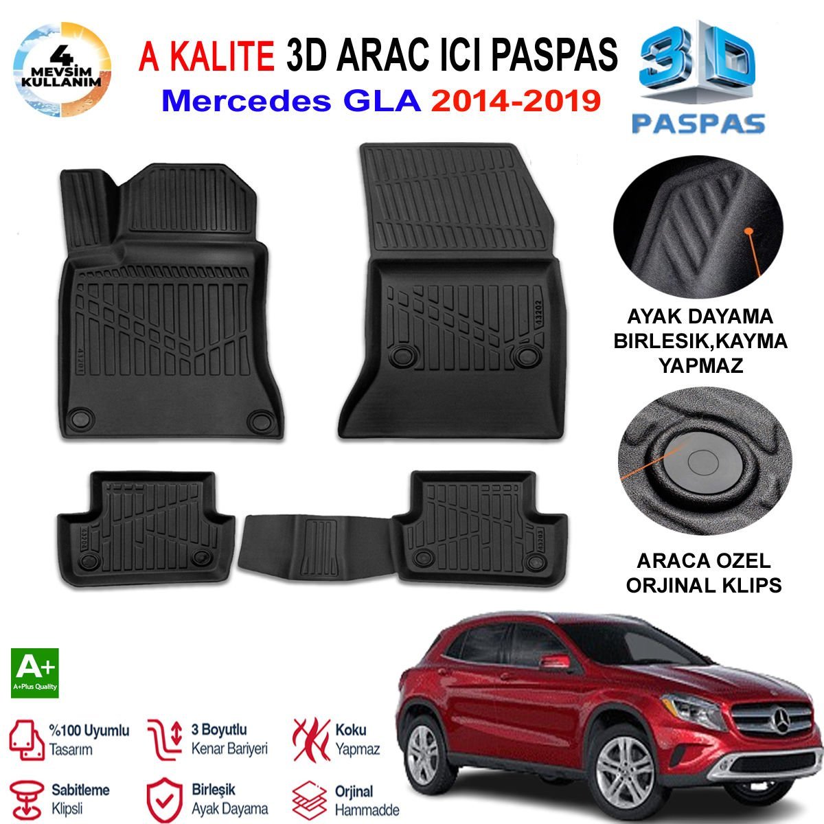 Mercedes Gla 3D Paspas Havuzlu Pro 2014-2019 Arası