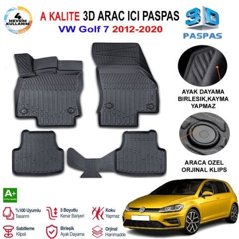Vw Golf 7 3D Paspas Havuzlu Pro 2012-2020 Arası