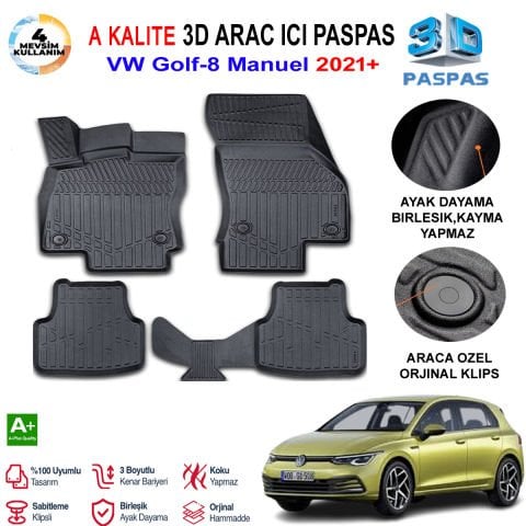Vw Golf 8 Manuel 3D Paspas Havuzlu Pro 2021 Sonrası